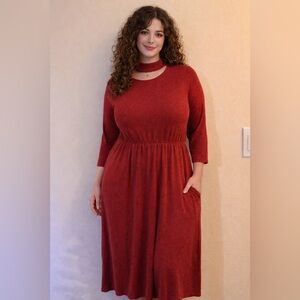 Lane Bryant Vibrant Red Long Sleeve Dress